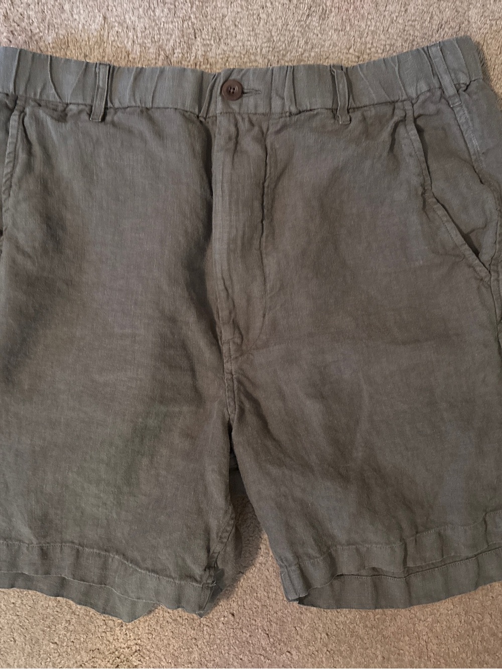 Madewell Olive Green Linen-Blend Flat Front Shorts